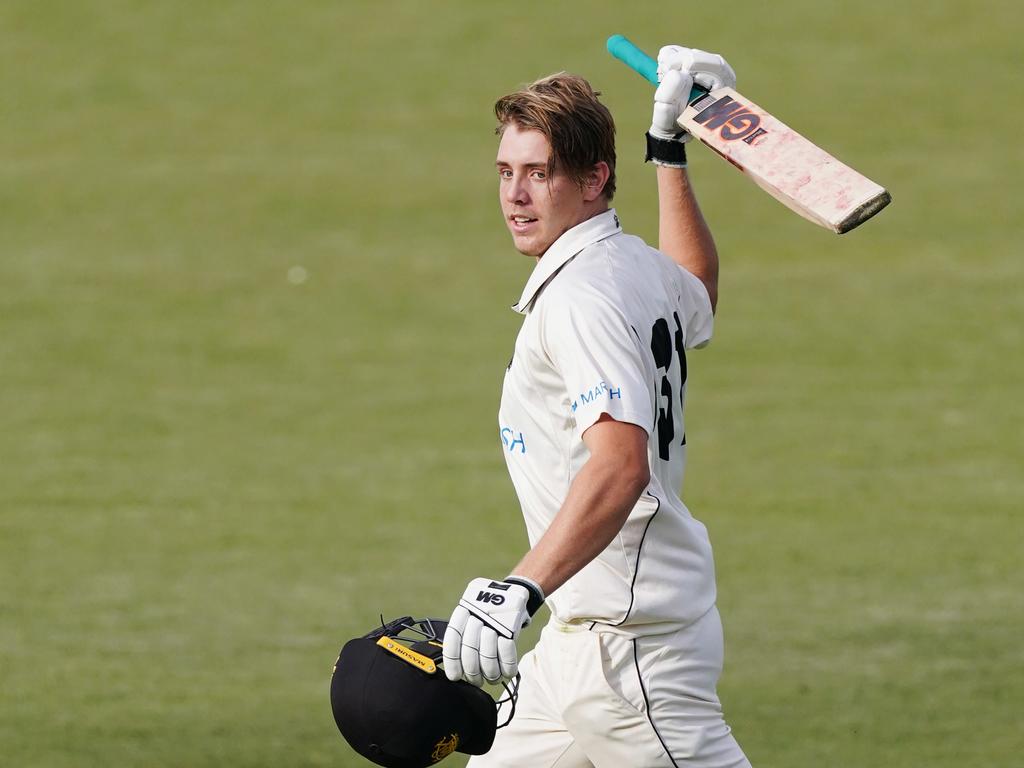 Cameron Green of Western Australia celebrates a century.