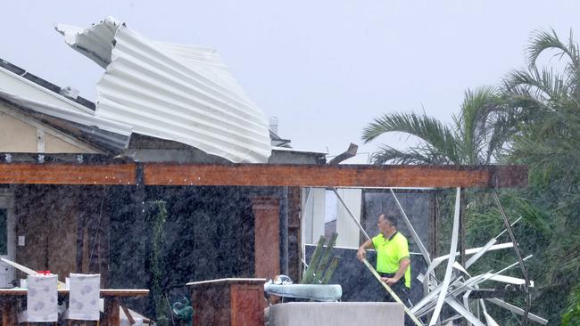 A home at Brighton had its roof ripped off in high winds stoked by ex-Tropical Cyclone Alfred. Picture: Steve Pohlner