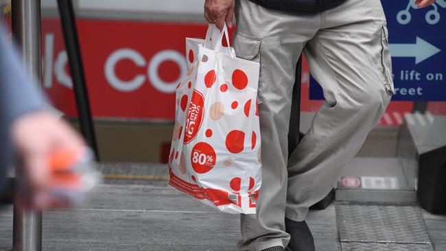 Coles’s reusable plastic bag must be disinfected after every use. Picture: Peter Rae