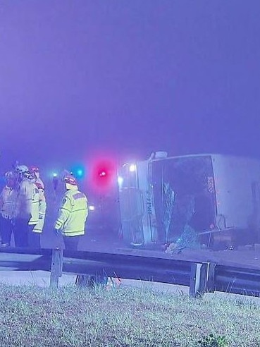 GRETA, NSW: The bus which crashed on that fateful night in June, 2023. Picture: 9 News