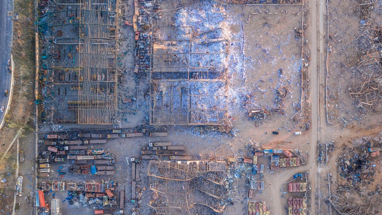 An aerial view of ruined structures at the port damaged by an explosion a day earlier. Picture: Getty Images