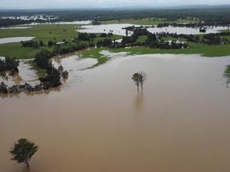 Flood waters over Coutts Crossing near Grafton on Saturday.