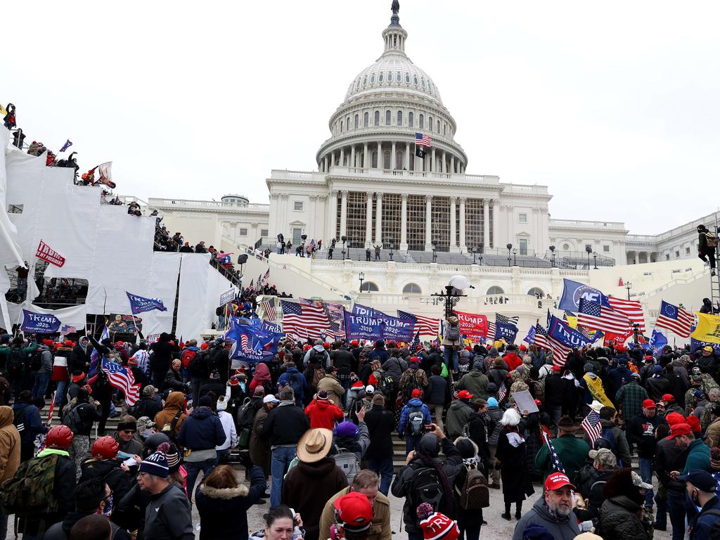 Protesters gather outside the U.S. Capitol Building. Picture: Getty