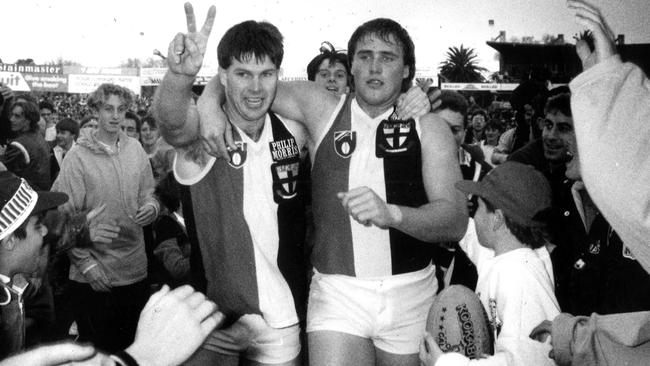 Danny Frawley with his great mate Tony Lockett.