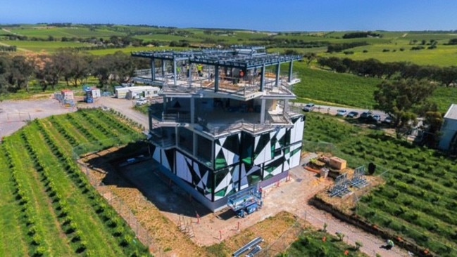 The cube under construction in February.