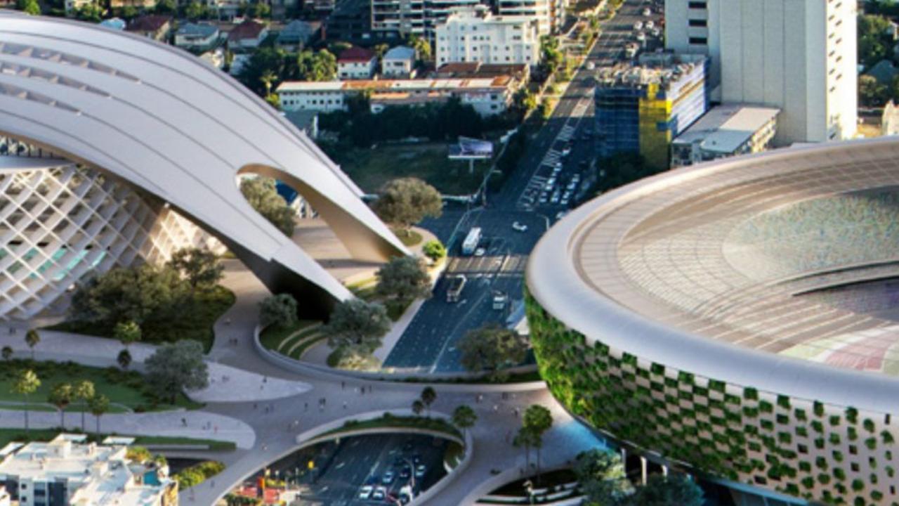 A Hayes Anderson Lynch Architects proposal for a rebuilt Gabba with an adjacent Brisbane Arena. Picture Supplied