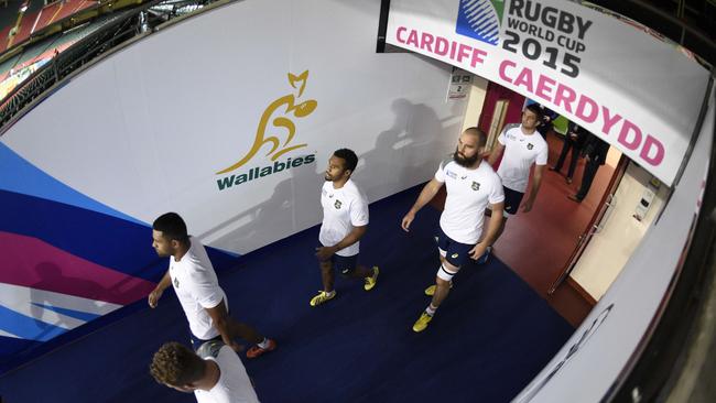 The Wallabies arrive to attend the captain's run at the Millennium Stadium in Cardiff.