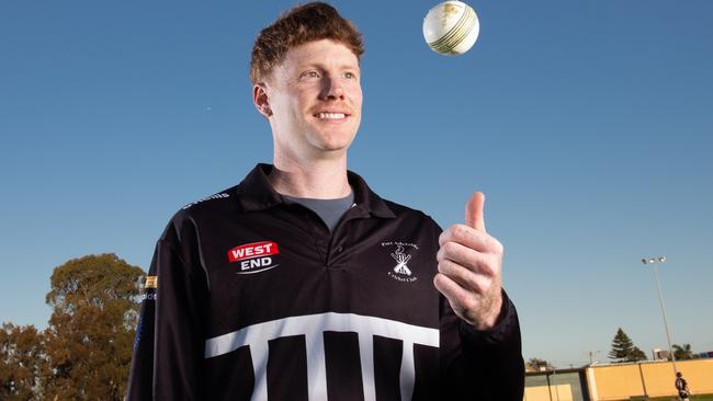 Star Port Adelaide recruit Tom Andrews in his new black and white colours. Picture: Brett Hartwig