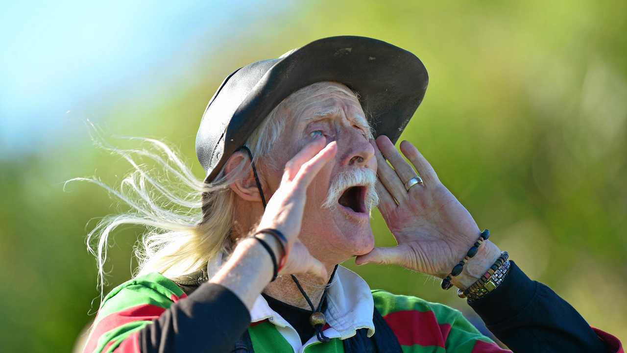 NRL action at Sunshine Coast Stadium between New Zealand Warriors and the South Sydney Rabbitohs. Rabbitohs supporter. Picture: John McCutcheon