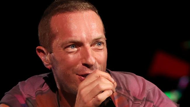 Chris Martin of Coldplay performs in Perth. Picture: Paul Kane/Getty