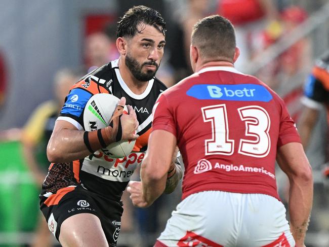 Jack Bird proved the hero for Wests Tigers. Picture: Bradley Kanaris/Getty Images