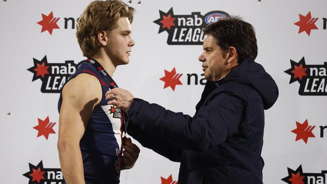 Will Ashcroft receives his best on ground medal. Photo: AFL Photos via Getty Images.