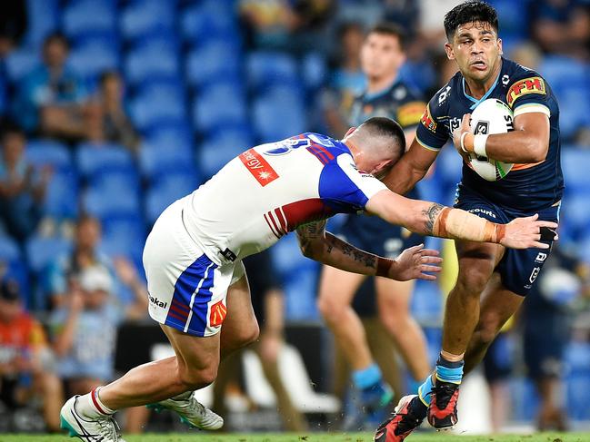 Tyrone Peachey of the Titans has alleged he was racially abused when playing the Knights on Friday night. Picture: Matt Roberts/Getty Images