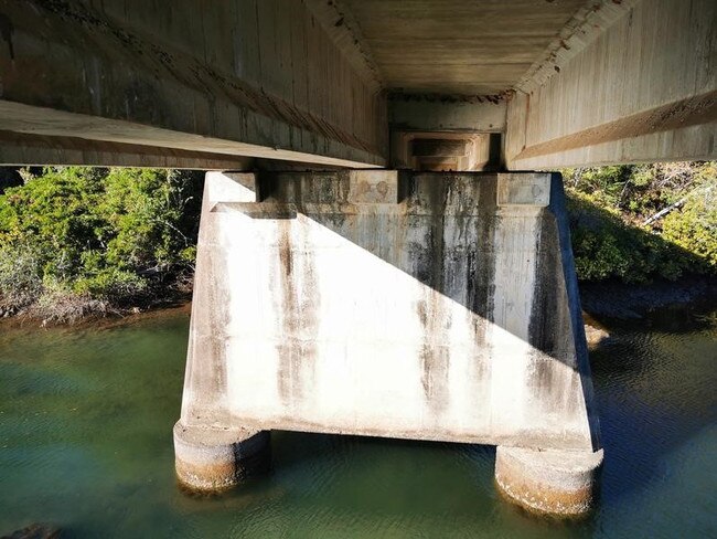 Rawdon Island Bridge has been closed due to structural issues with the concrete pylons. Pics Supplied