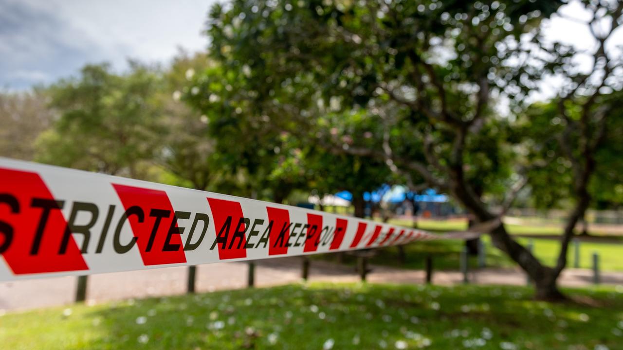 The scene in Jingili is taped off by police on December 1, 2022. Picture: Che Chorley