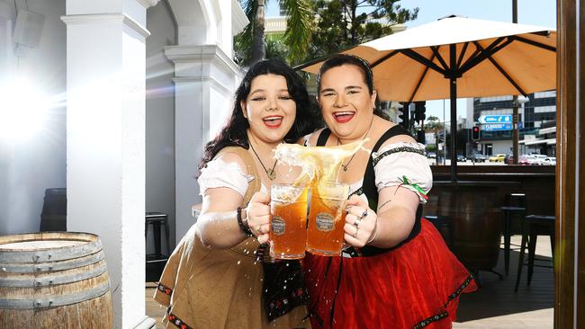 The Townsville Brewing Co. managers Jasmin Wright and Brooklin James, ahead of their annual Oktoberfest. Picture: Shae Beplate.