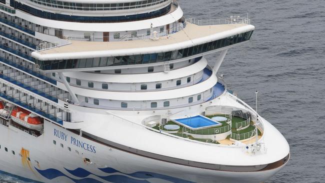 The Ruby Princess off the coast of Wollongong on Friday. Picture: Simon Bullard