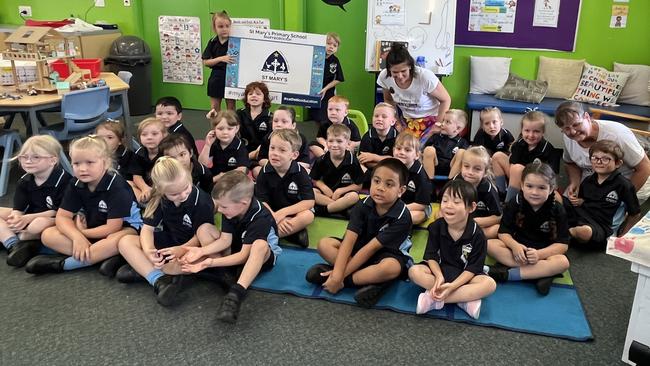 The Prep students enjoying their first day St Mary's Catholic Primary School.