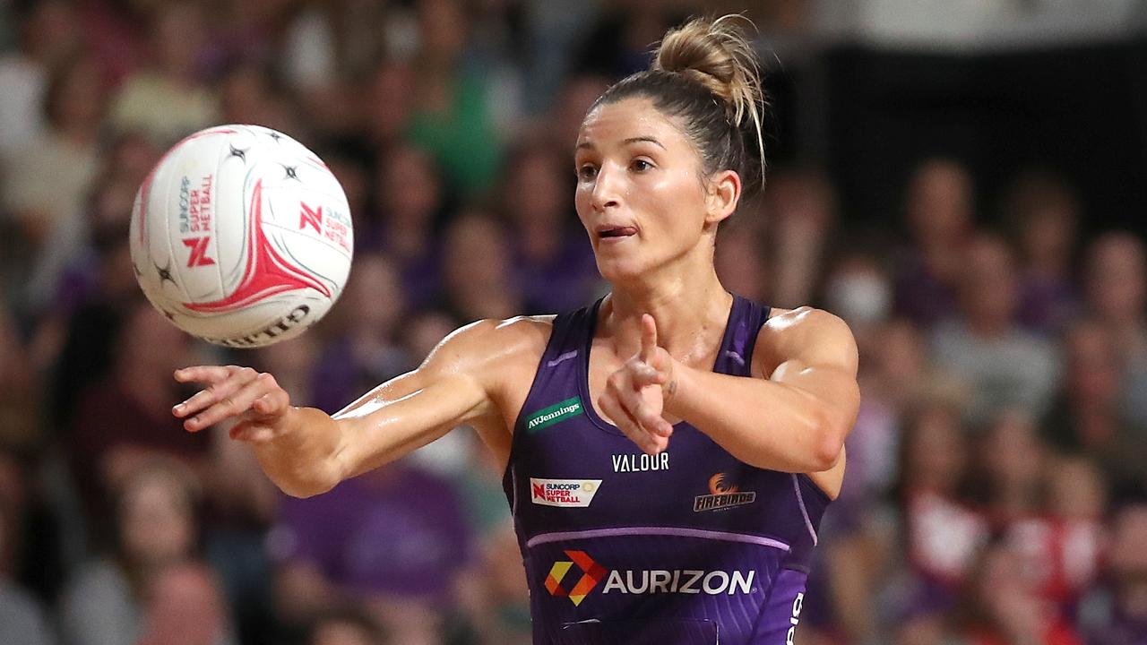 Netball star Kim Ravaillion in action for the Firebirds. Picture: Getty Images