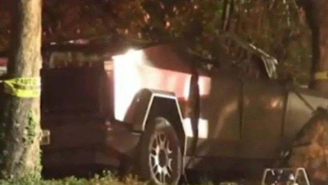 Three high school graduates are dead and one is in hospital after a Tesla Cybertruck crashed at high-speed and erupted into flames in the early hours of Wednesday. Picture: ABC 7News