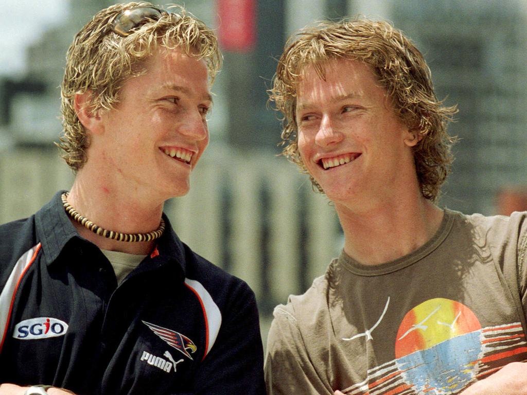 Adam and Troy Selwood when they were drafted to the Lions and West Coast Eagles. Picture: Supplied