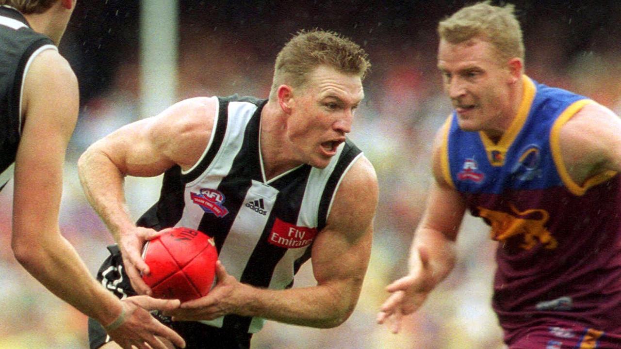 Nathan Buckley and Michael Voss in the 2002 Grand Final.