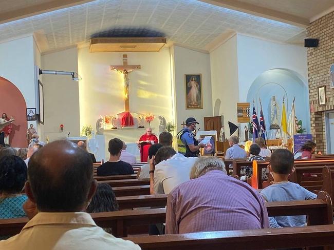 WA police checking proof of vaccination status during a mass in Perth on Thursday night. - Instagram