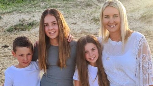 Sarah Richards, pictured with her son Max and daughters Jasmine and Lucy, will stand as the Liberal candidate in the ultra-marginal seat of Macquarie.