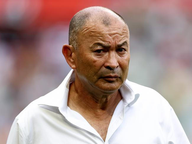 PARIS, FRANCE - SEPTEMBER 09: Eddie Jones, Head Coach of Australia, looks on prior to the Rugby World Cup France 2023 match between Australia and Georgia at Stade de France on September 09, 2023 in Paris, France. (Photo by Chris Hyde/Getty Images)