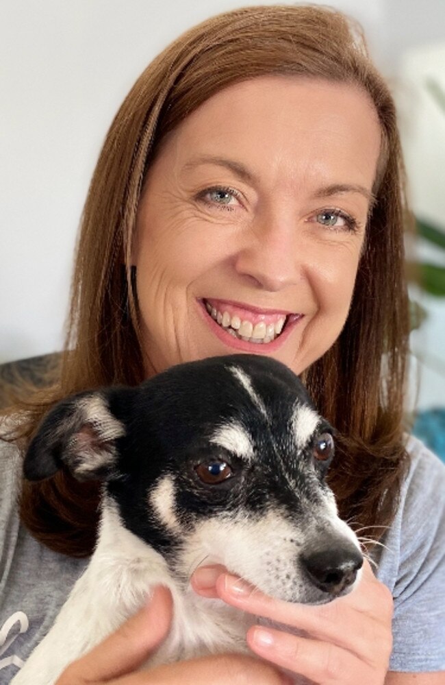 Clare Maxfield from Melbourne with Pacho, who is taking medication for heart disease.