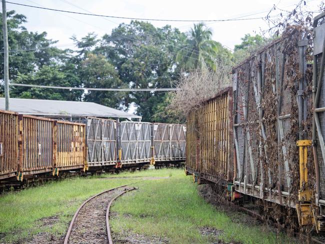 Rusting sugar cane carriages at the mill. Picture: Brian Cassey