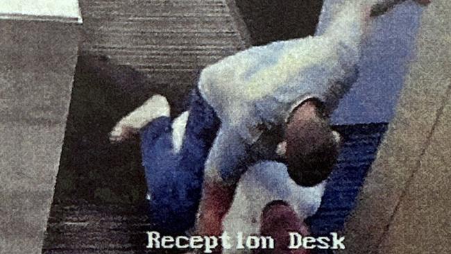 A CCTV image of Joshua Denniss’ vicious assault of Amos Baker. Picture: Supplied