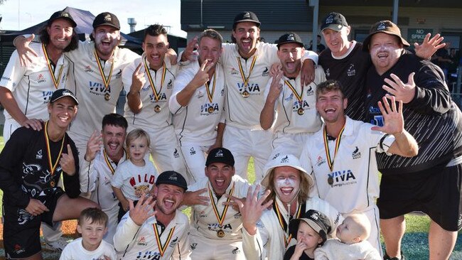 North Geelong celebrates its fifth consecutive GCA1 first grade premiership. Photo: Wes Cusworth.