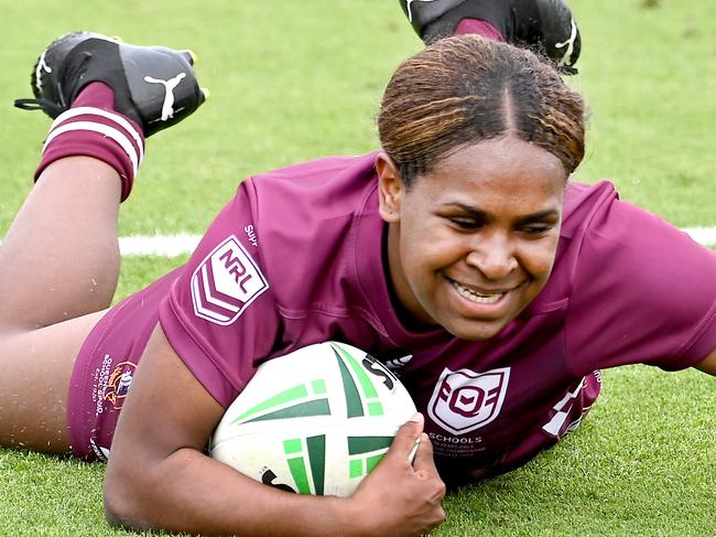 Relna Wuruki-Hosea as a Queensland schoolgirls player. The powerhouse outside back will play for the Tigers this season. Picture, John Gass