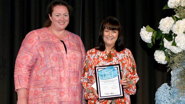 The Advertiser editor Gemma Jones with winner Professor Helen Marshall. Picture: Naomi Jellicoe