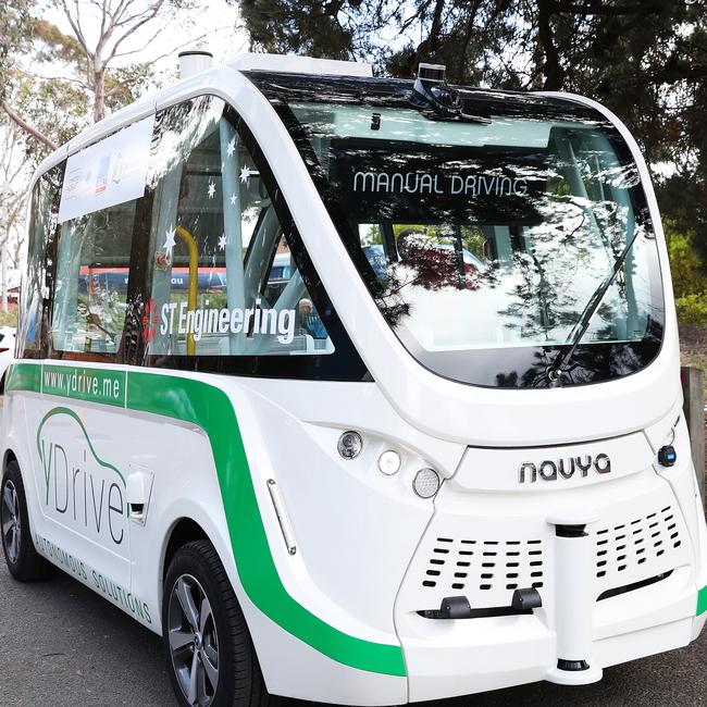 An example of what Gold Coast’s driverless bus will look like from a demonstration in Tasmania. Picture: NIKKI DAVIS-JONES