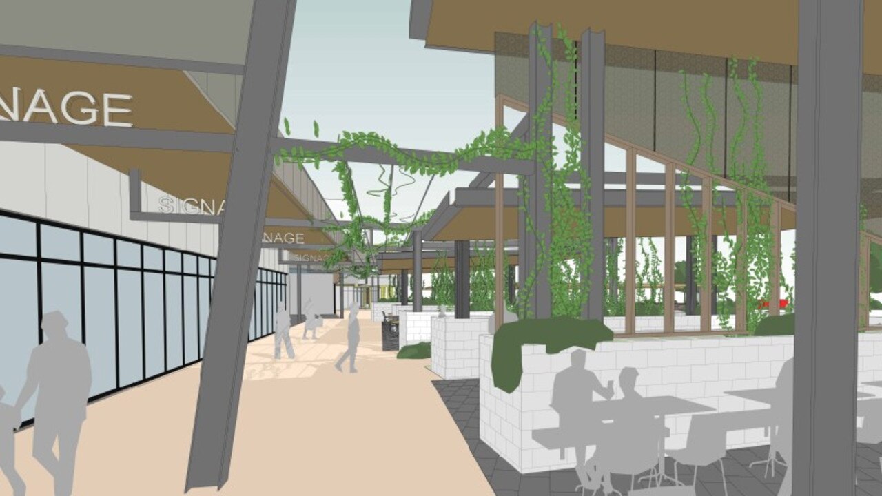 The outdoor dining plans at Gracemere Shoppingworld. Renders by V Architecture.