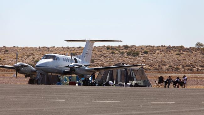 Birdsville Airport has previously become a camping ground for pilots during the town’s annual race week, but not in 2021. Picture: Bruce Long