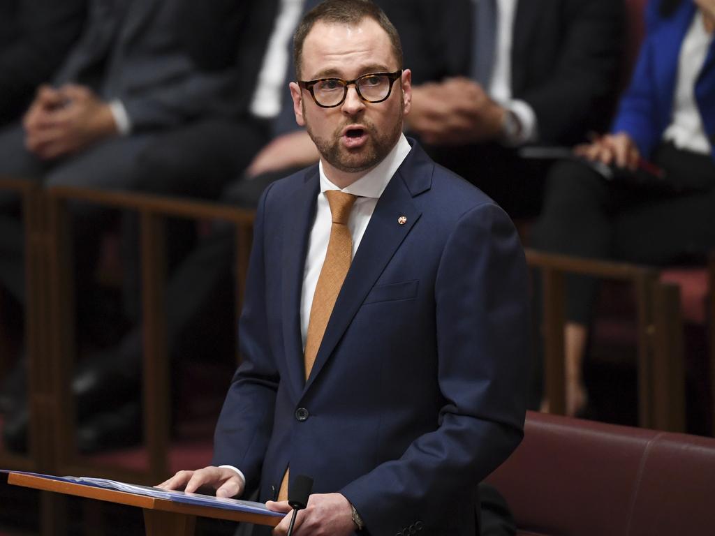 Liberal Senator for NSW Andrew Bragg delivers his first speech in the Senate chamber. Picture: AAP