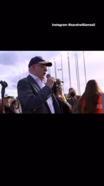 Albo makes a survivor cry during violence against women rally