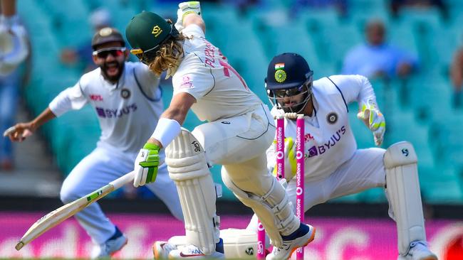 India's wicketkeeper Rishabh Pant drops a catch from Will Pucovski Picture: AFP