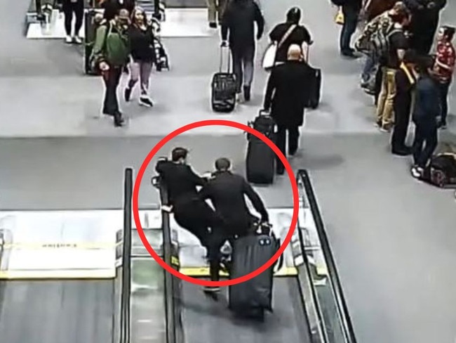 The moment the pilot claims his foot was swallowed up at the airport.