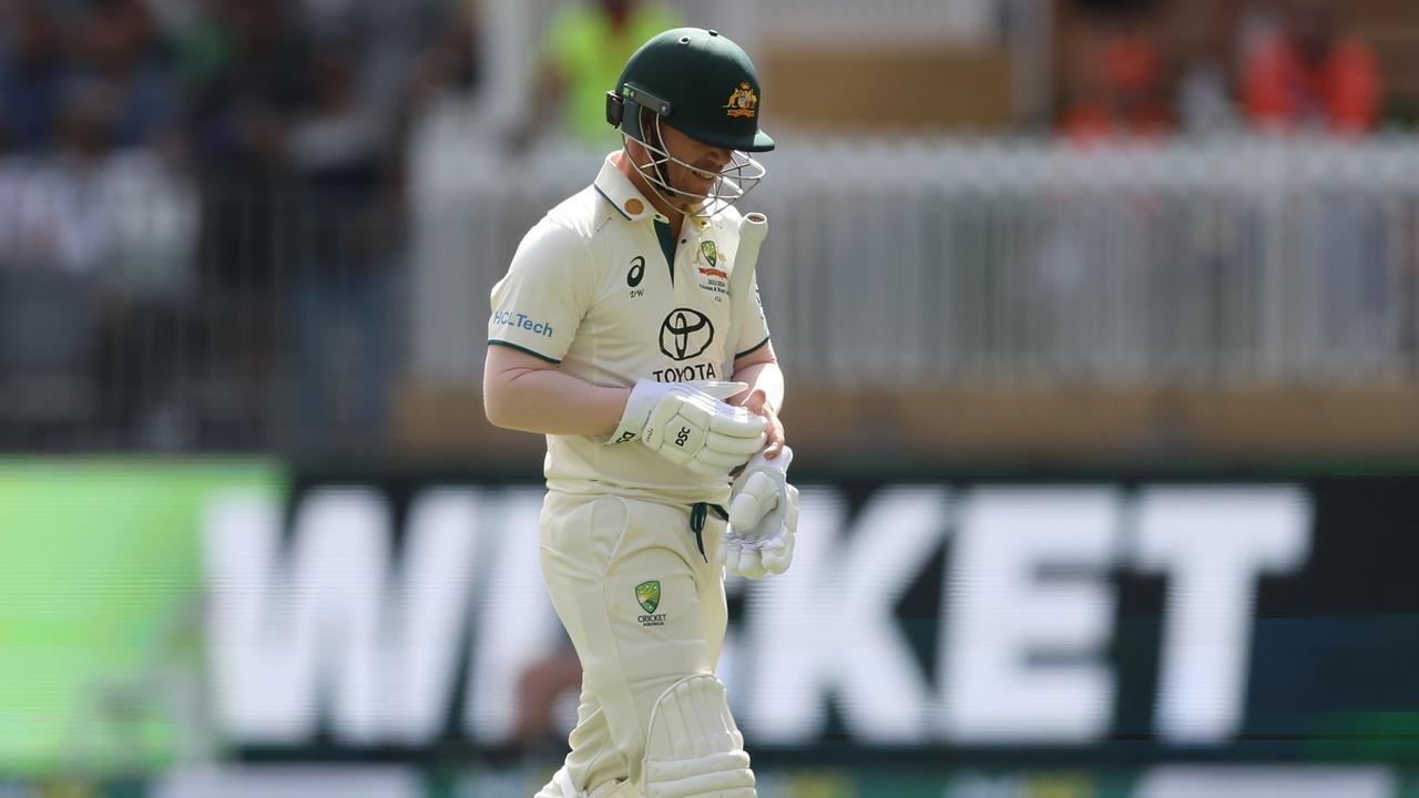 David Warner walks off after being dismissed for a duck in the second innings on Saturday. Picture: Getty