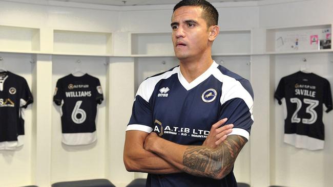 Tim Cahill back in the Millwall dressing room.