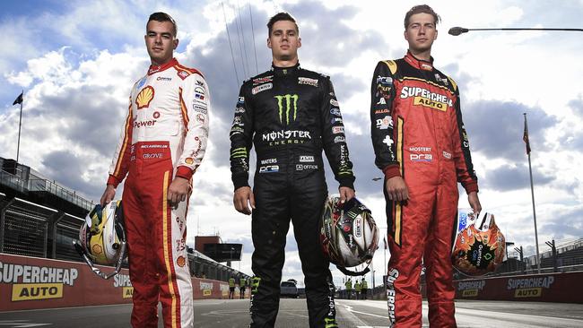 The young guns of Supercars: From left; Scott McLaughlin, Cameron Waters and Chaz Mostert. Picture: Dylan Robinson