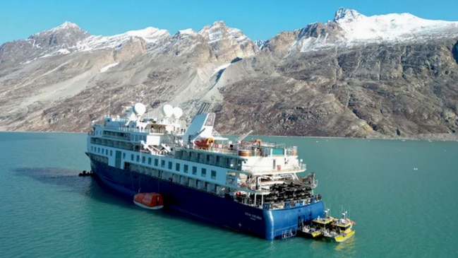 Luxury cruise ship full off Australians has run aground in Greenland