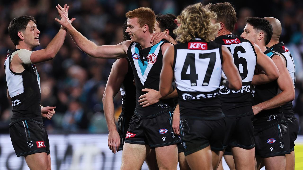 The Power are now on top of the AFL ladder. (Photo by James Elsby/AFL Photos via Getty Images)