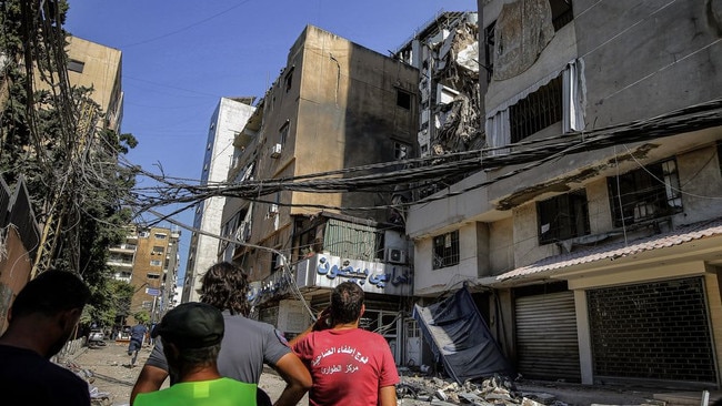 Buildings in Beirut damaged by an Israeli strike this week that killed a senior Hezbollah leader. Picture: Marwan Naamani/Zuma Press/WSJ