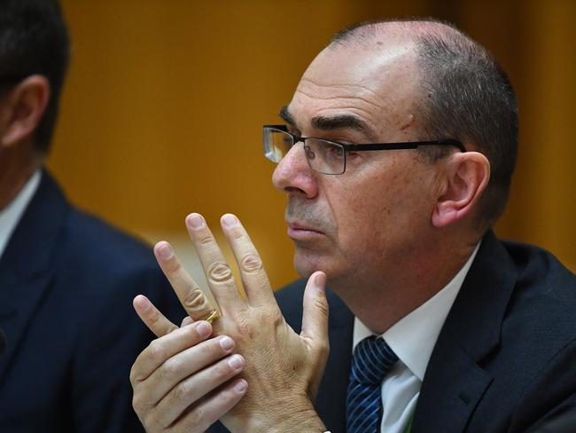 Australian Prudential Regulation Authority (APRA) chairman Wayne Byres at the House Economics Committee hearing at Parliament House in Canberra, Monday, December 2, 2019. (AAP Image/Mick Tsikas) NO ARCHIVING