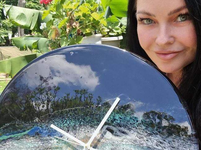 Schapelle Corby has embarked on a new career endeavour as a clock maker, selling handmade epoxy resin pieces.